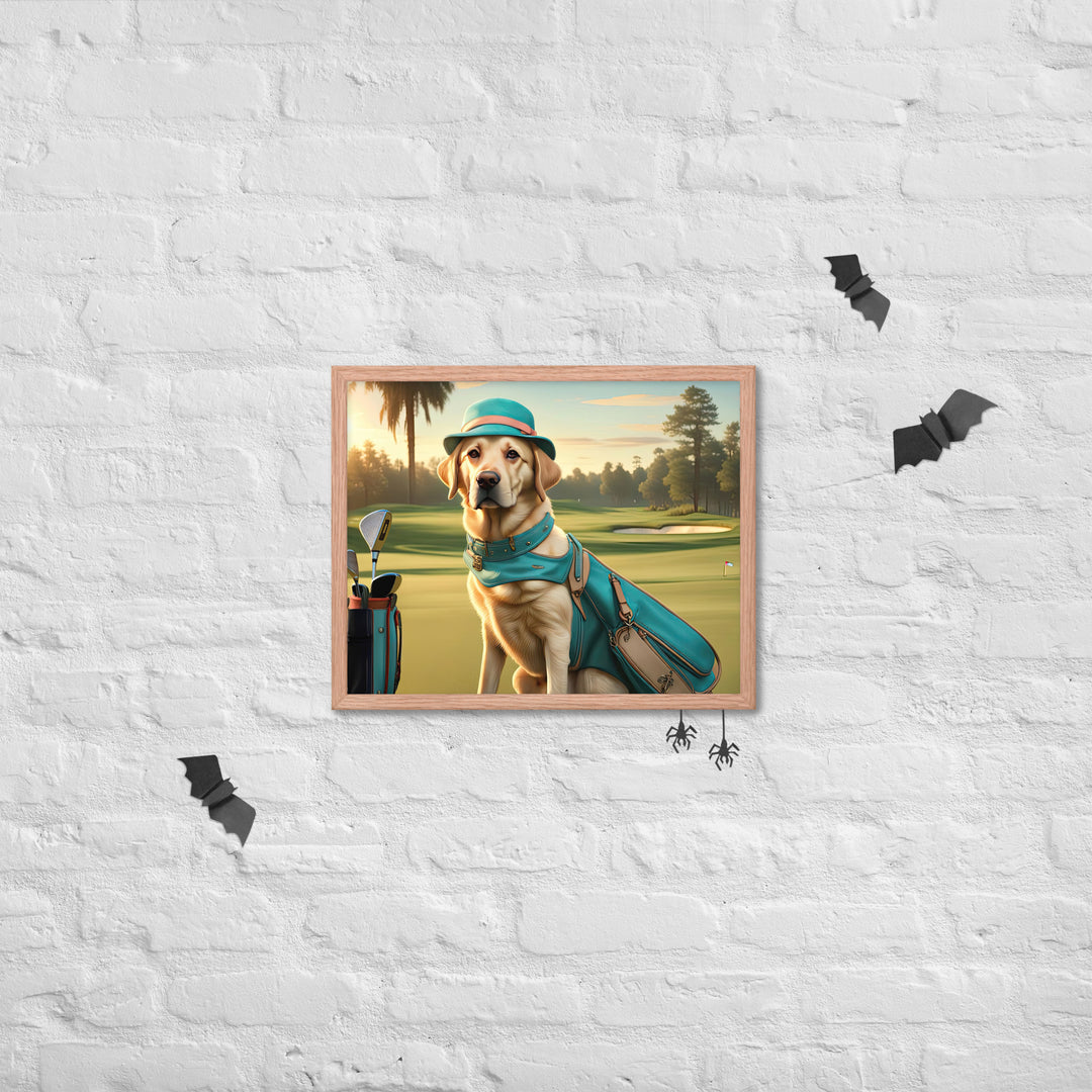 Framed poster-Labrador Retriever Golfer V12