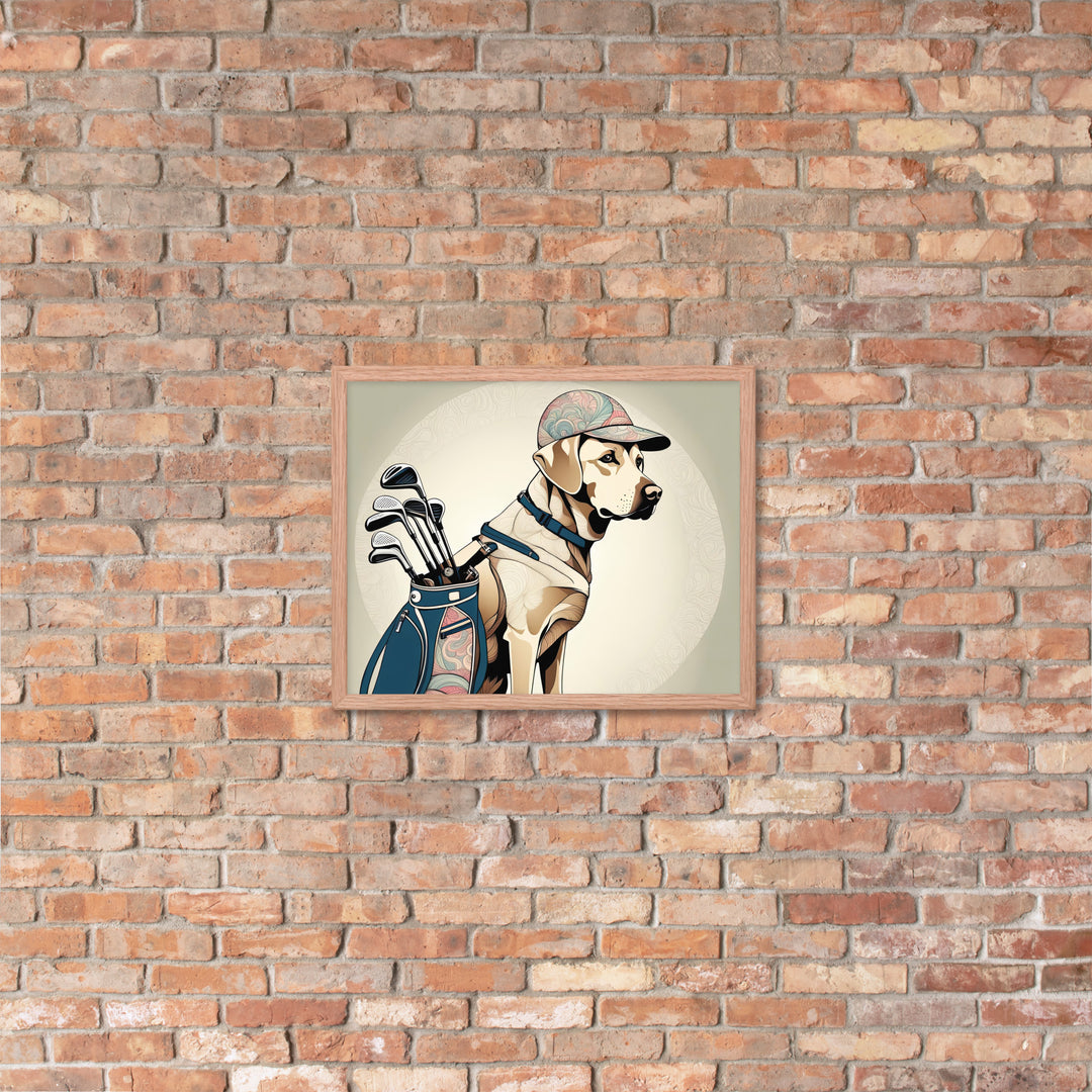 Framed poster-Labrador Retriever Golfer