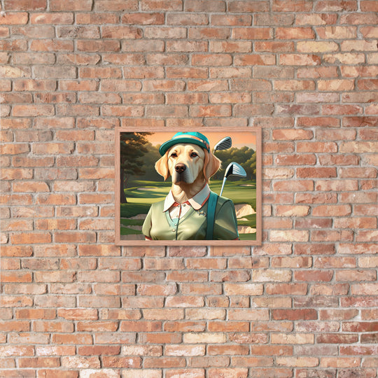 Framed poster-Labrador Retriever Golfer V14