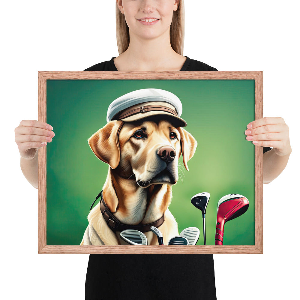 Framed poster-Labrador Retriever Golfer V3