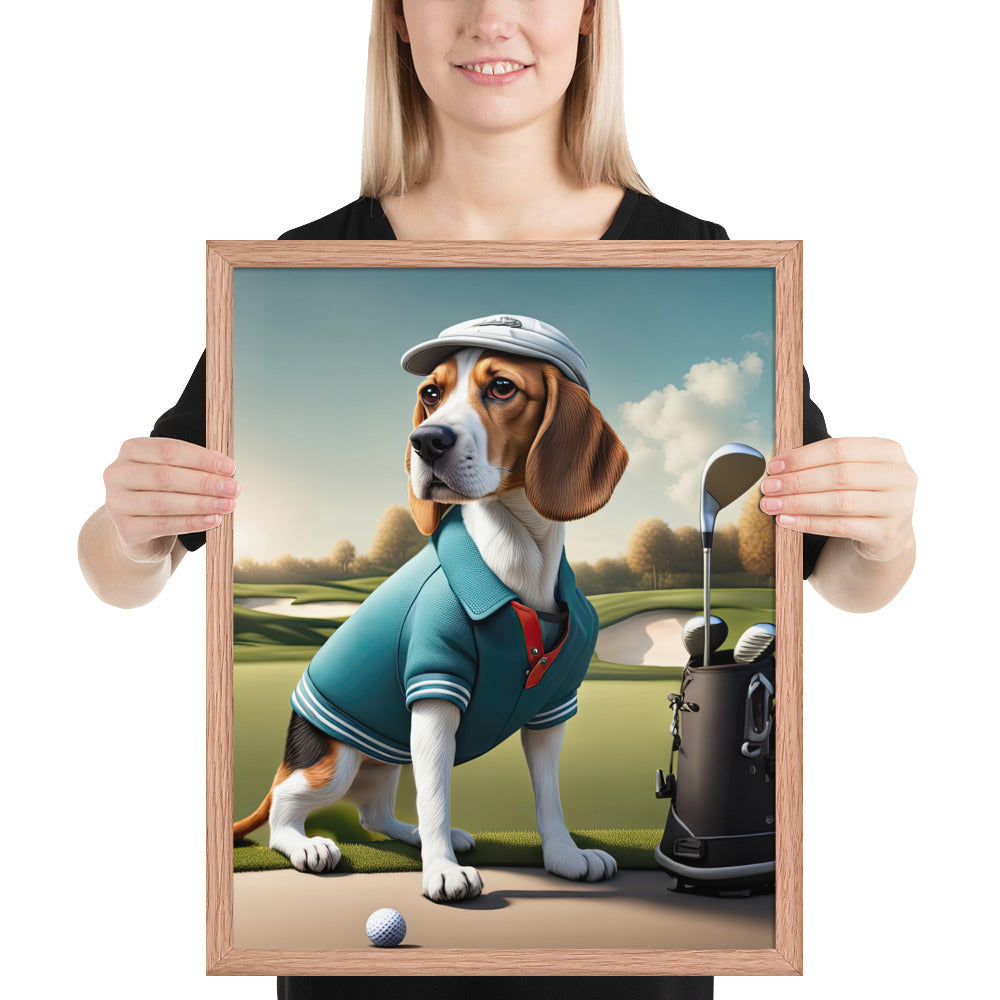 Beagle Golfer- Framed poster v2