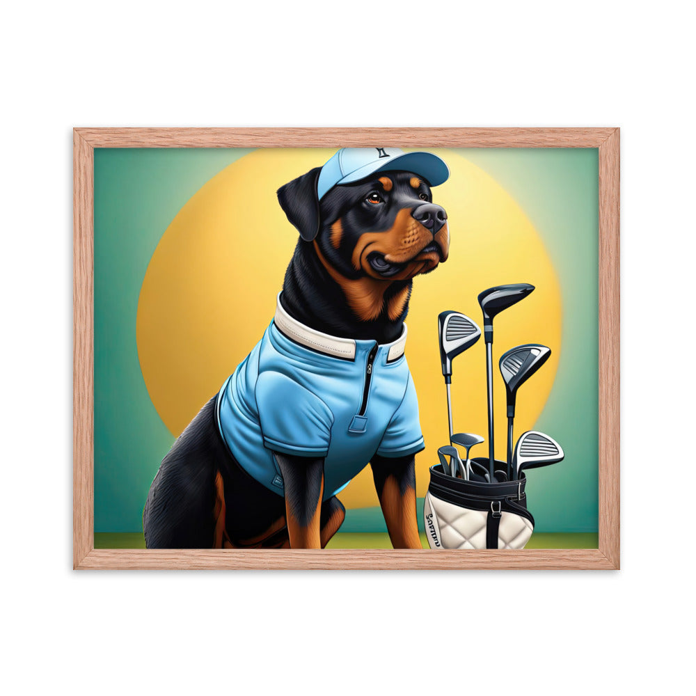 Rottweiler Golfer- Framed poster v2