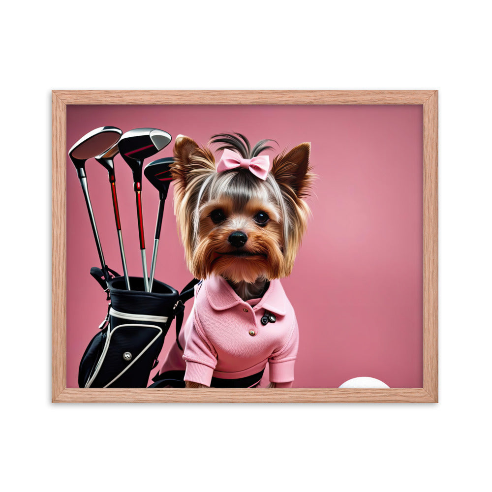 Yorkshire Terrier Golfer- Framed poster