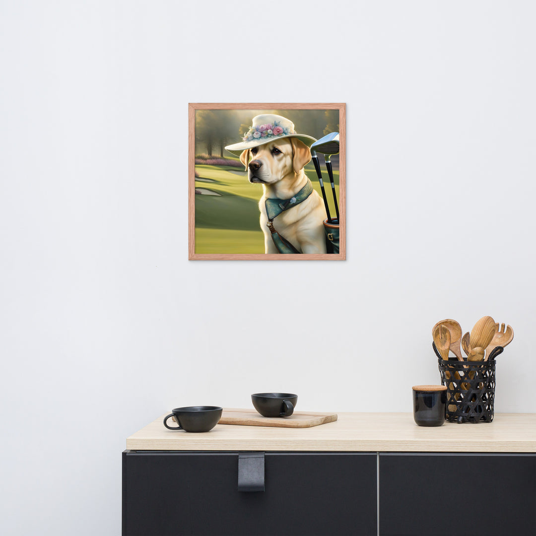 Framed poster-Labrador Retriever Golfer V5