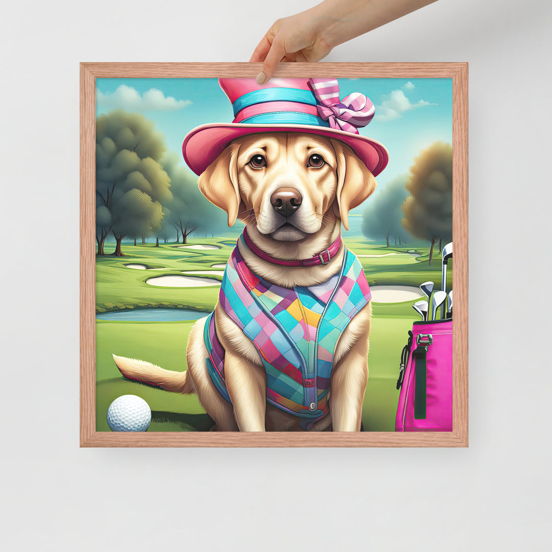 Framed poster-Labrador Retriever Golfer V9