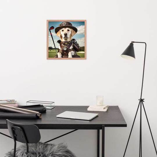 Framed poster-Labrador Retriever Golfer V20