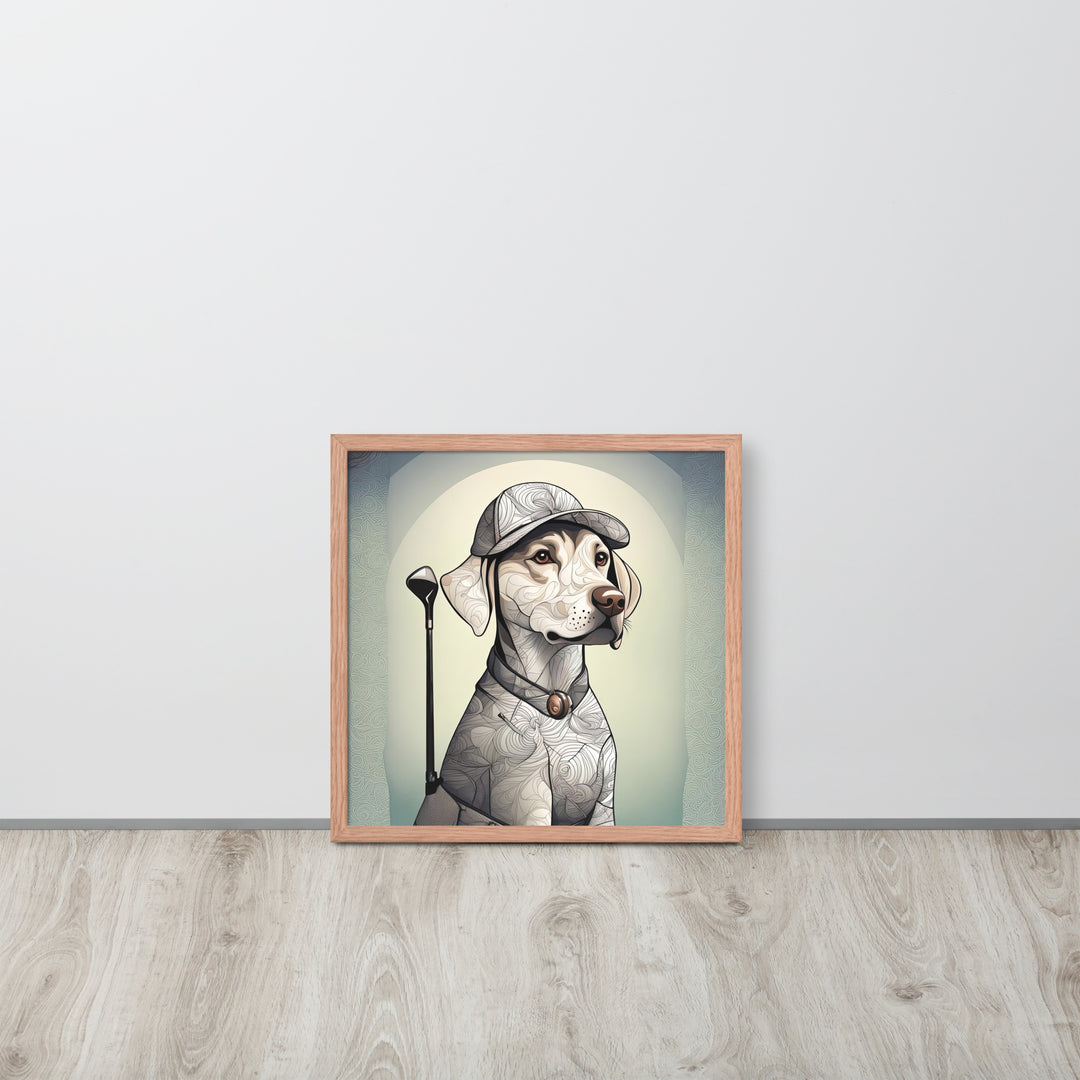 Framed poster-Labrador Retriever Golfer V22