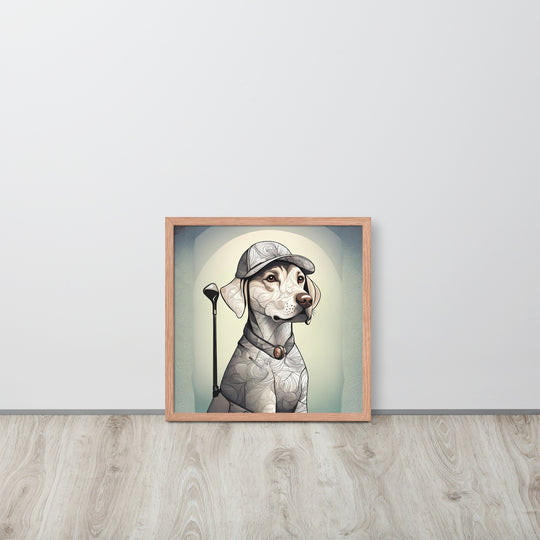 Framed poster-Labrador Retriever Golfer V22