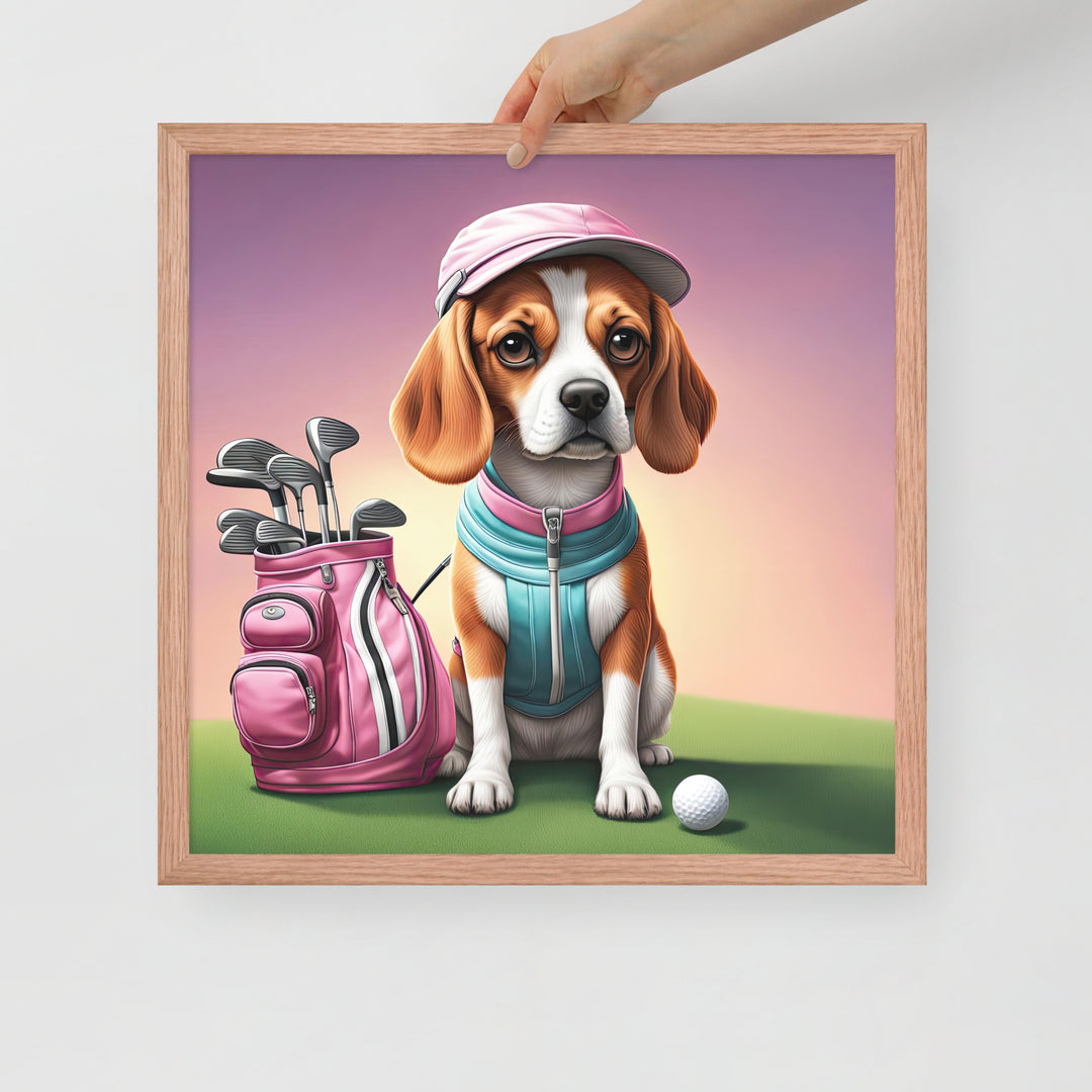 Beagle Golfer- Framed poster v3