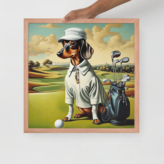 Dachshund Golfer- Framed poster v3