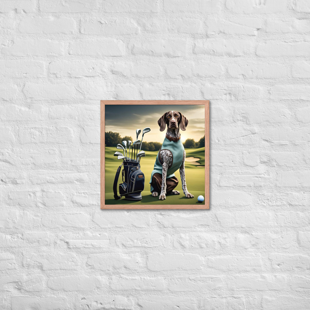 German Shorthaired Pointer Golfer- Framed poster v2