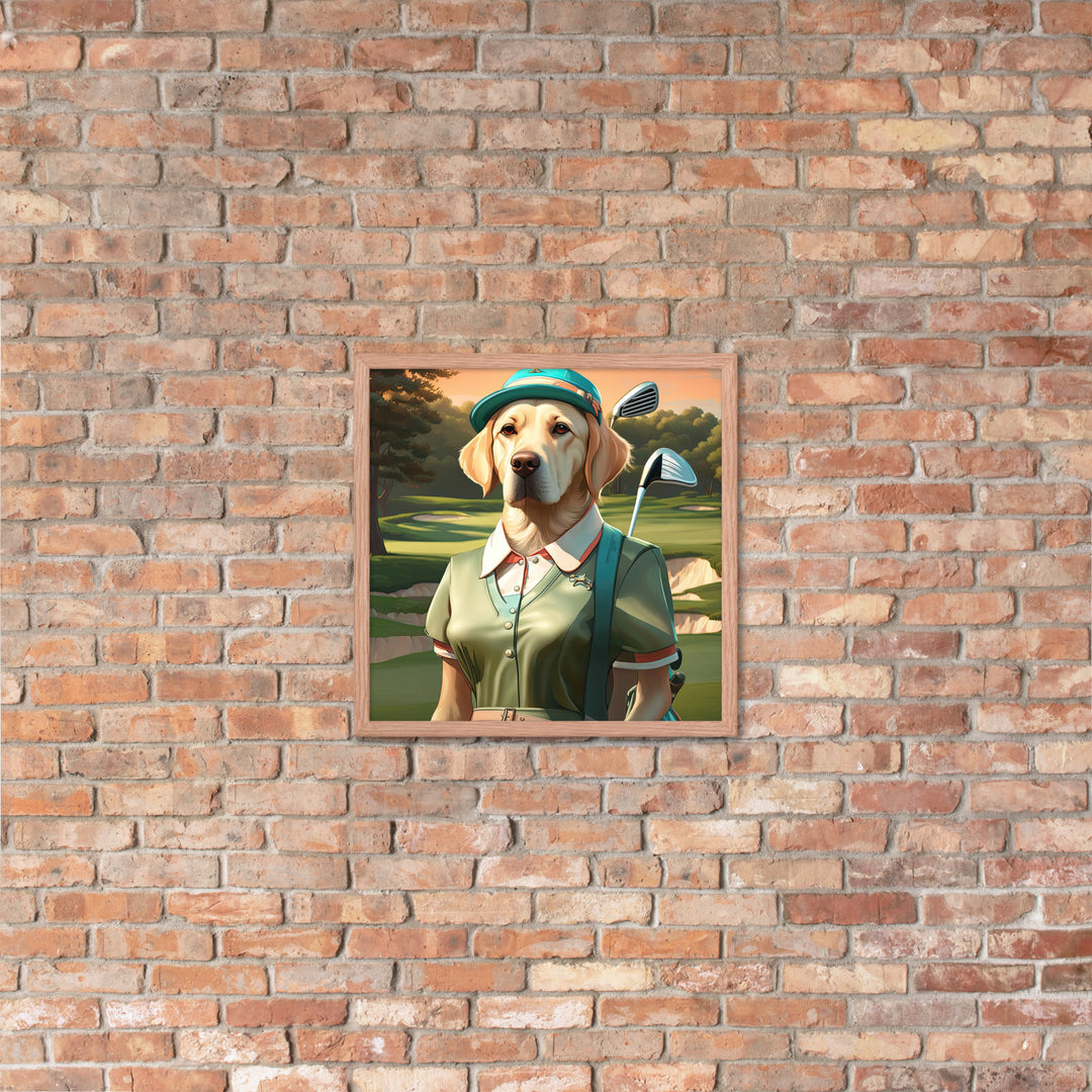 Framed poster-Labrador Retriever Golfer V14