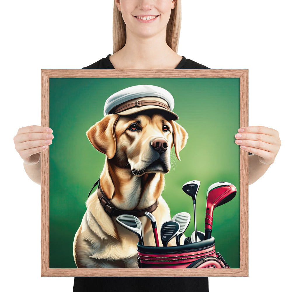 Framed poster-Labrador Retriever Golfer V3