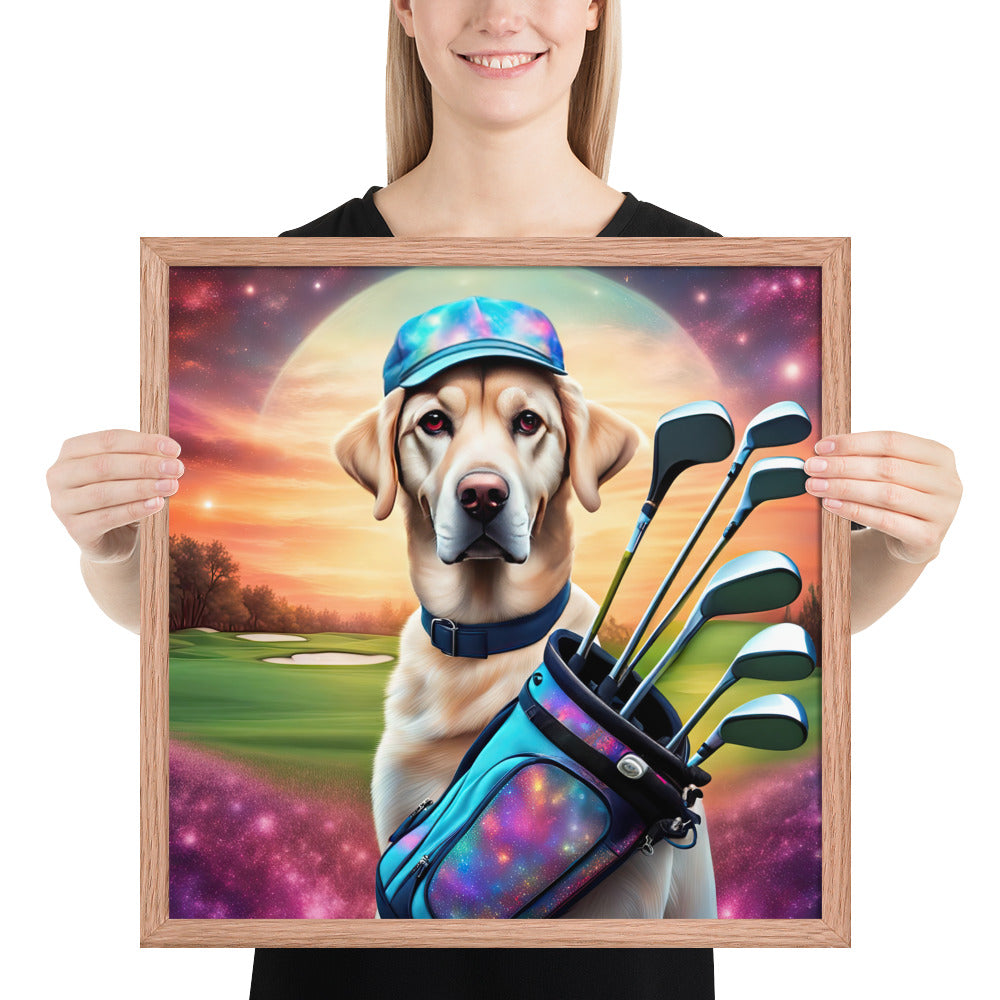 Framed poster-Labrador Retriever Golfer V13