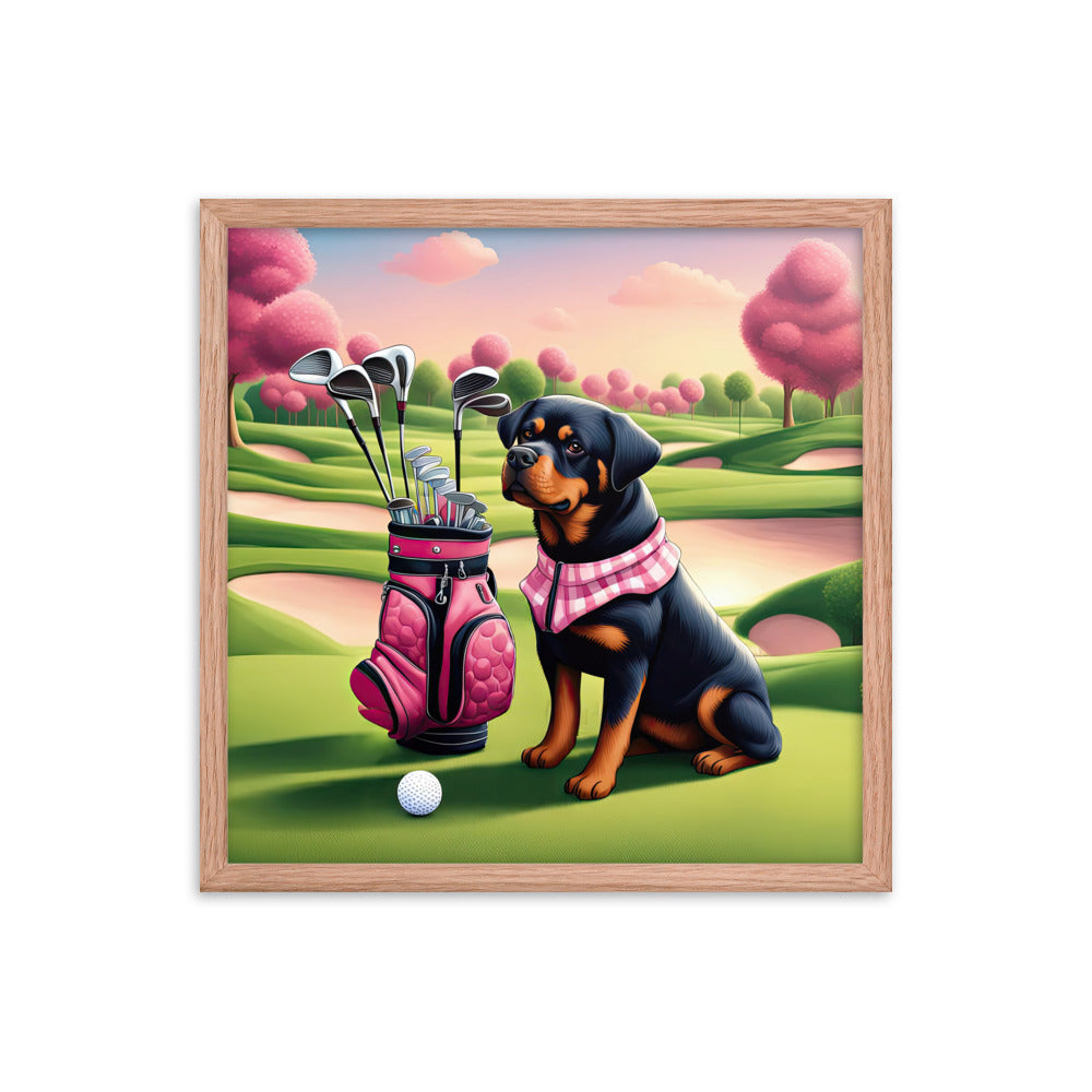 Rottweiler Golfer- Framed poster