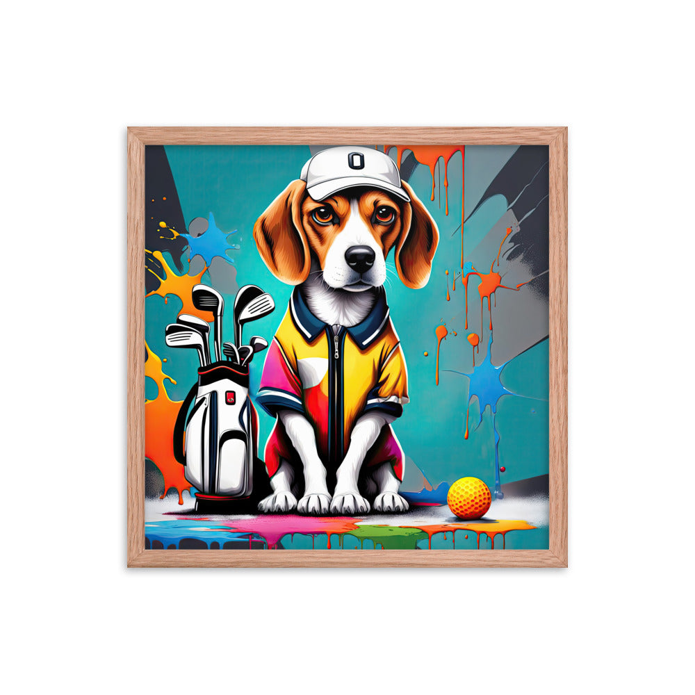 Beagle Golfer- Framed poster v4