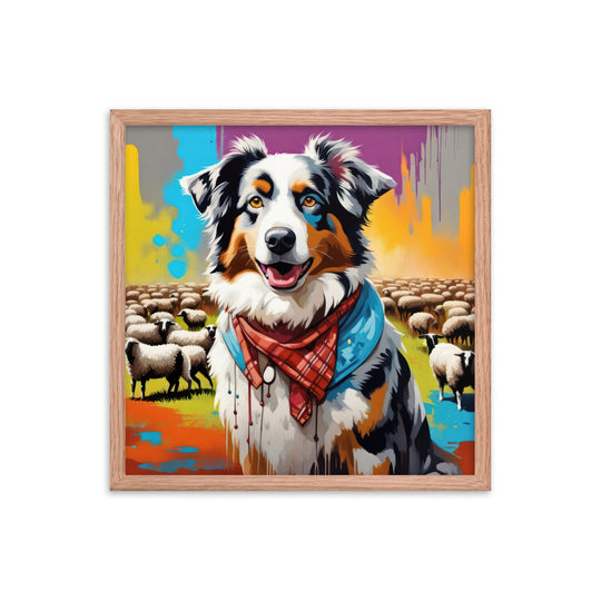 Australian Shepherd- Framed poster v3