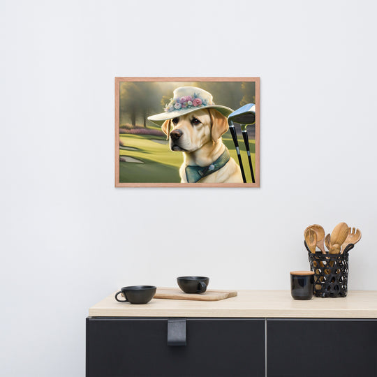 Framed poster-Labrador Retriever Golfer V5