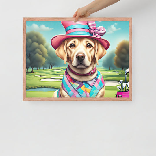 Framed poster-Labrador Retriever Golfer V9