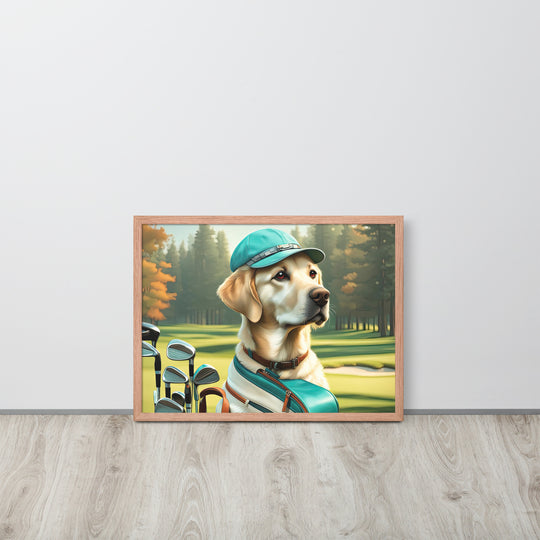 Framed poster-Labrador Retriever Golfer V10