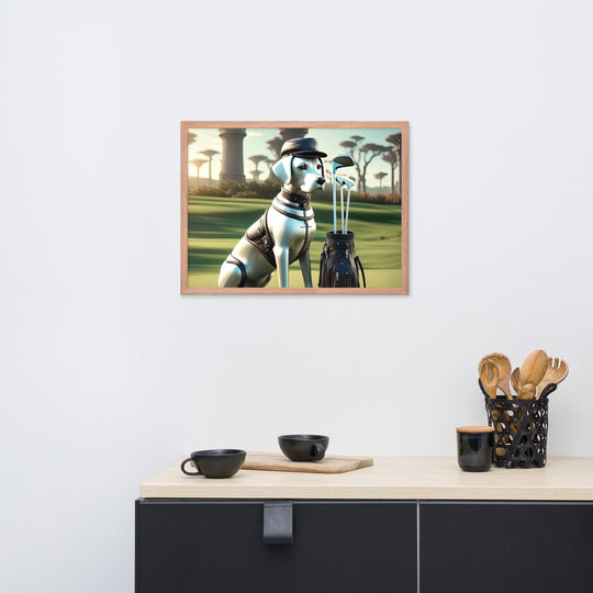 Framed poster-Labrador Retriever Golfer V18