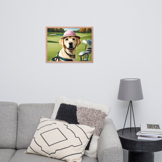 Framed poster-Labrador Retriever Golfer V19