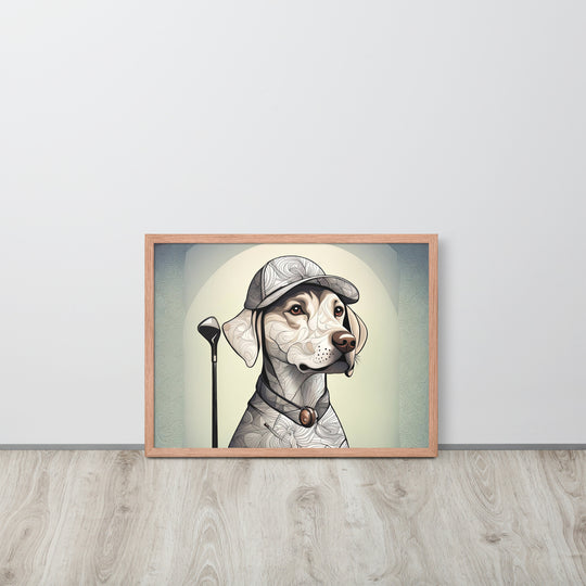 Framed poster-Labrador Retriever Golfer V22