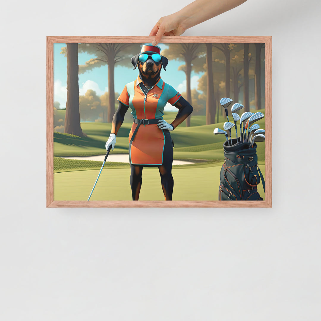 Rottweiler Golfer- Framed poster v4