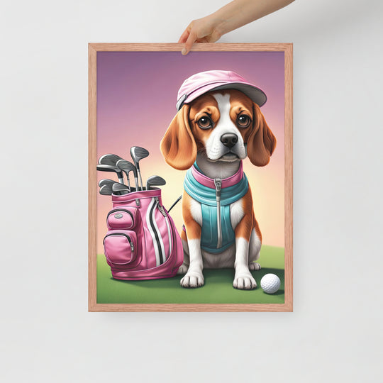 Beagle Golfer- Framed poster v3