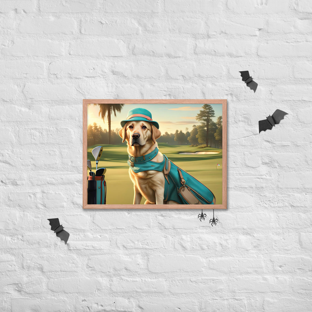 Framed poster-Labrador Retriever Golfer V12