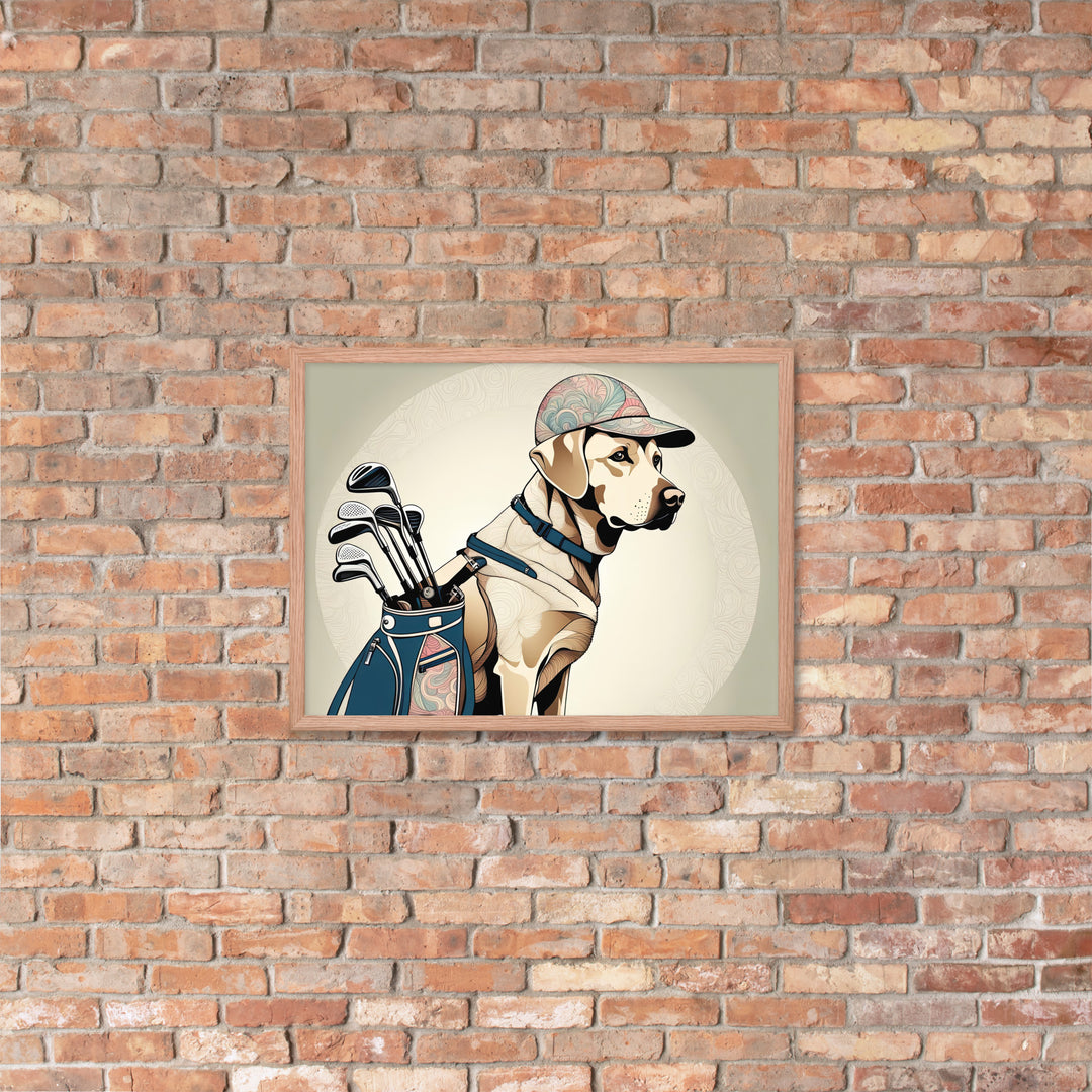 Framed poster-Labrador Retriever Golfer