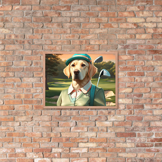 Framed poster-Labrador Retriever Golfer V14