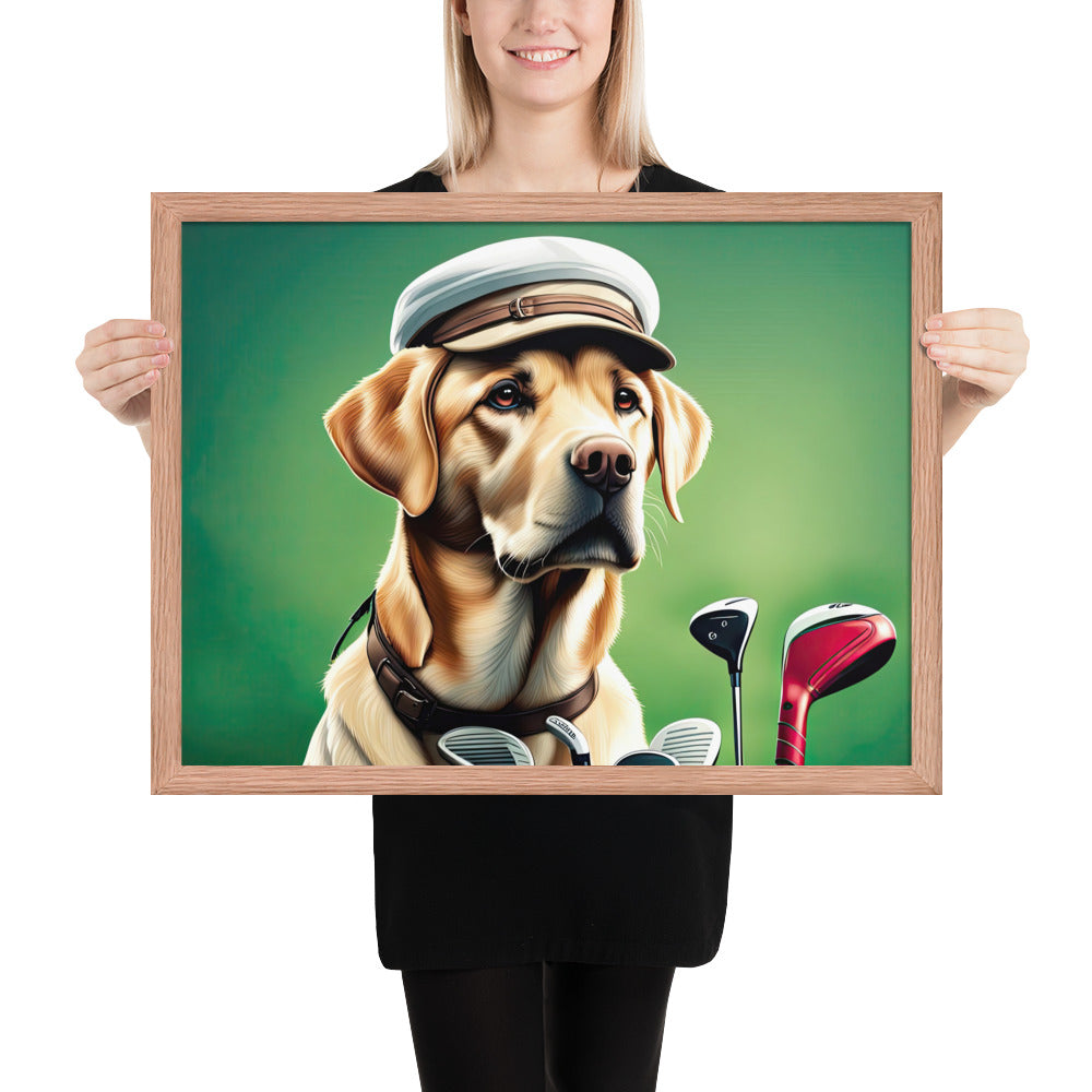 Framed poster-Labrador Retriever Golfer V3