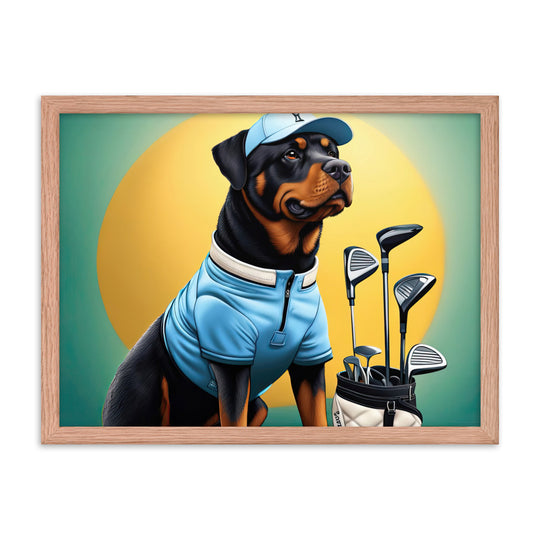 Rottweiler Golfer- Framed poster v2