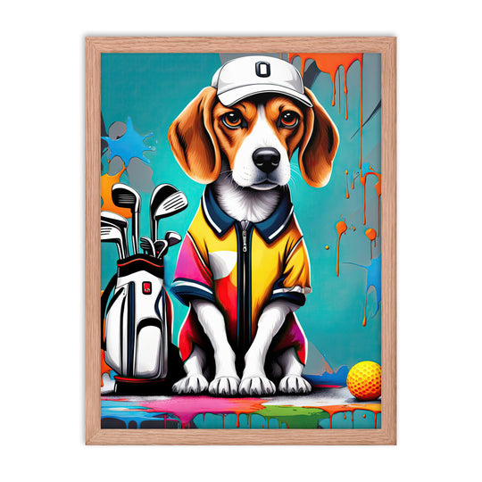 Beagle Golfer- Framed poster v4