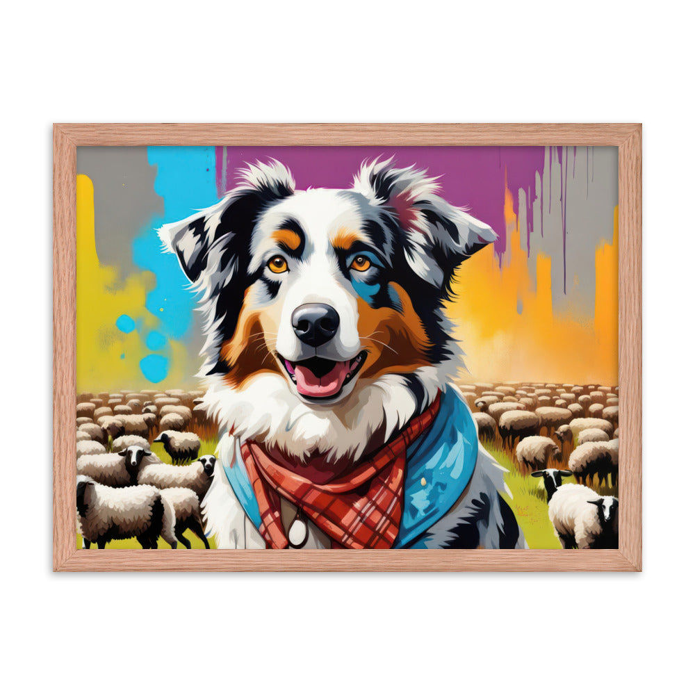 Australian Shepherd- Framed poster v3