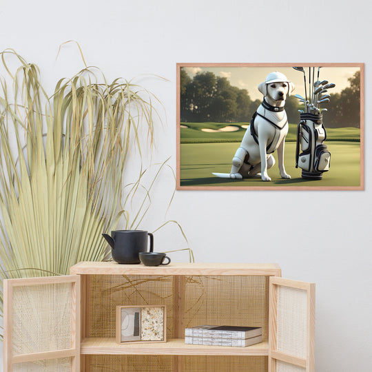 Framed poster-Labrador Retriever Golfer V6