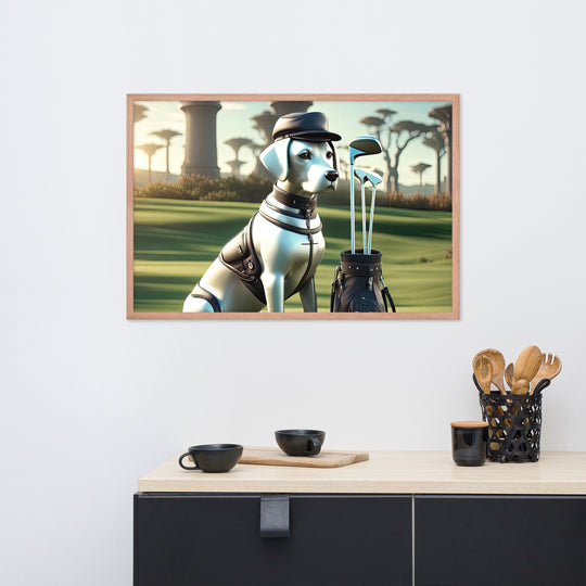 Framed poster-Labrador Retriever Golfer V18