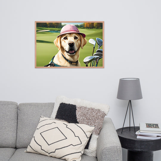 Framed poster-Labrador Retriever Golfer V19