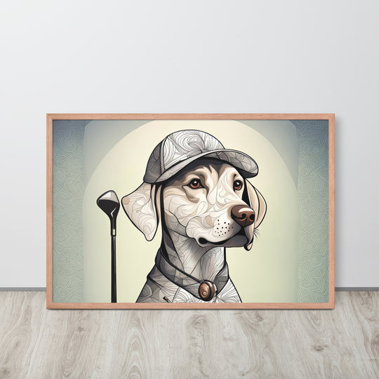 Framed poster-Labrador Retriever Golfer V22