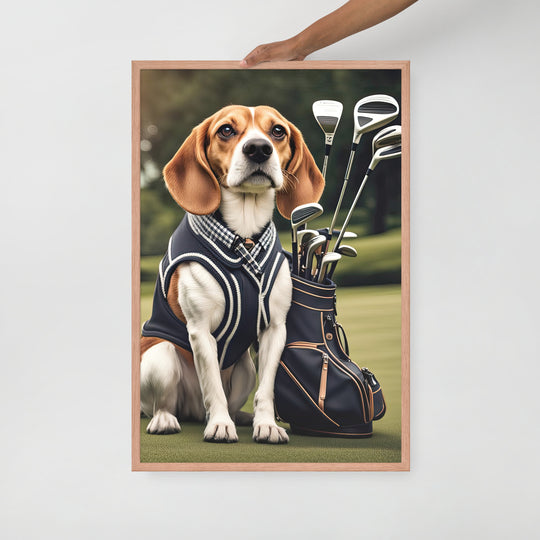 Beagle Golfer- Framed poster