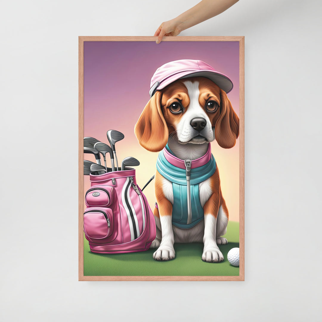 Beagle Golfer- Framed poster v3