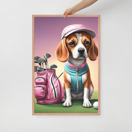 Beagle Golfer- Framed poster v3