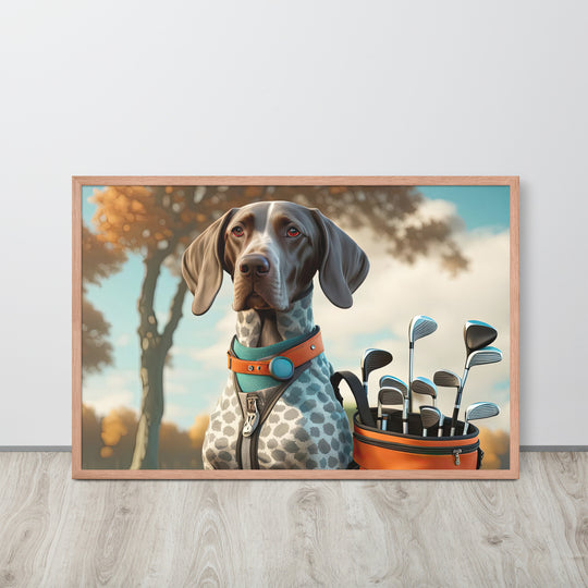 German Shorthaired Pointer Golfer- Framed poster