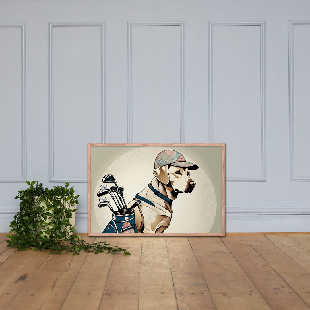 Framed poster-Labrador Retriever Golfer