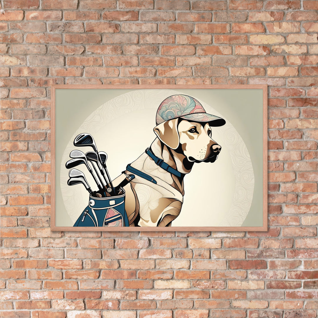 Framed poster-Labrador Retriever Golfer