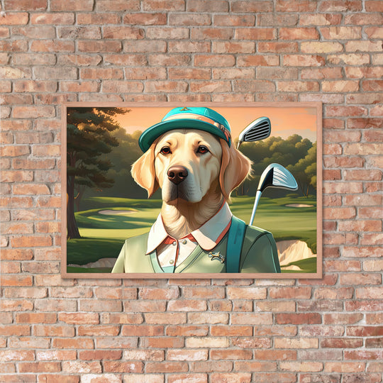 Framed poster-Labrador Retriever Golfer V14