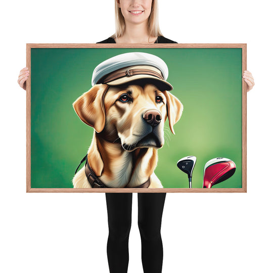 Framed poster-Labrador Retriever Golfer V3