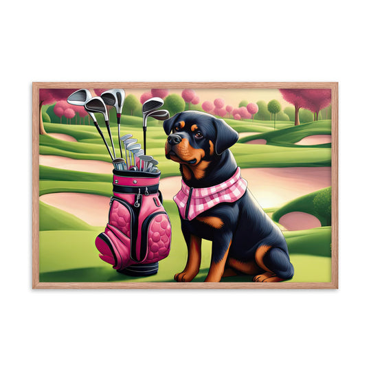 Rottweiler Golfer- Framed poster