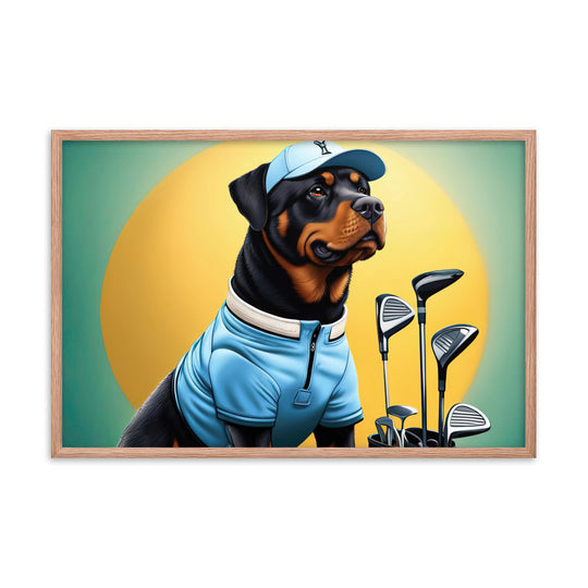 Rottweiler Golfer- Framed poster v2
